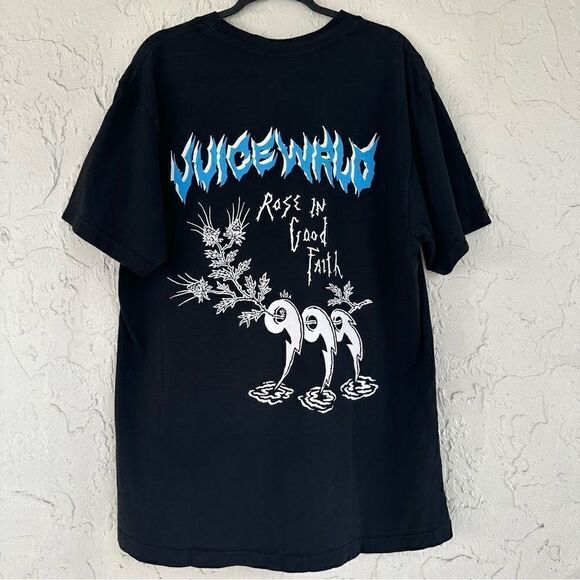 JUICE WORLD ROSE IN GOOD FAITH Merch Graphiic T Shirt Mens Size Large - Picture 1 of 7
